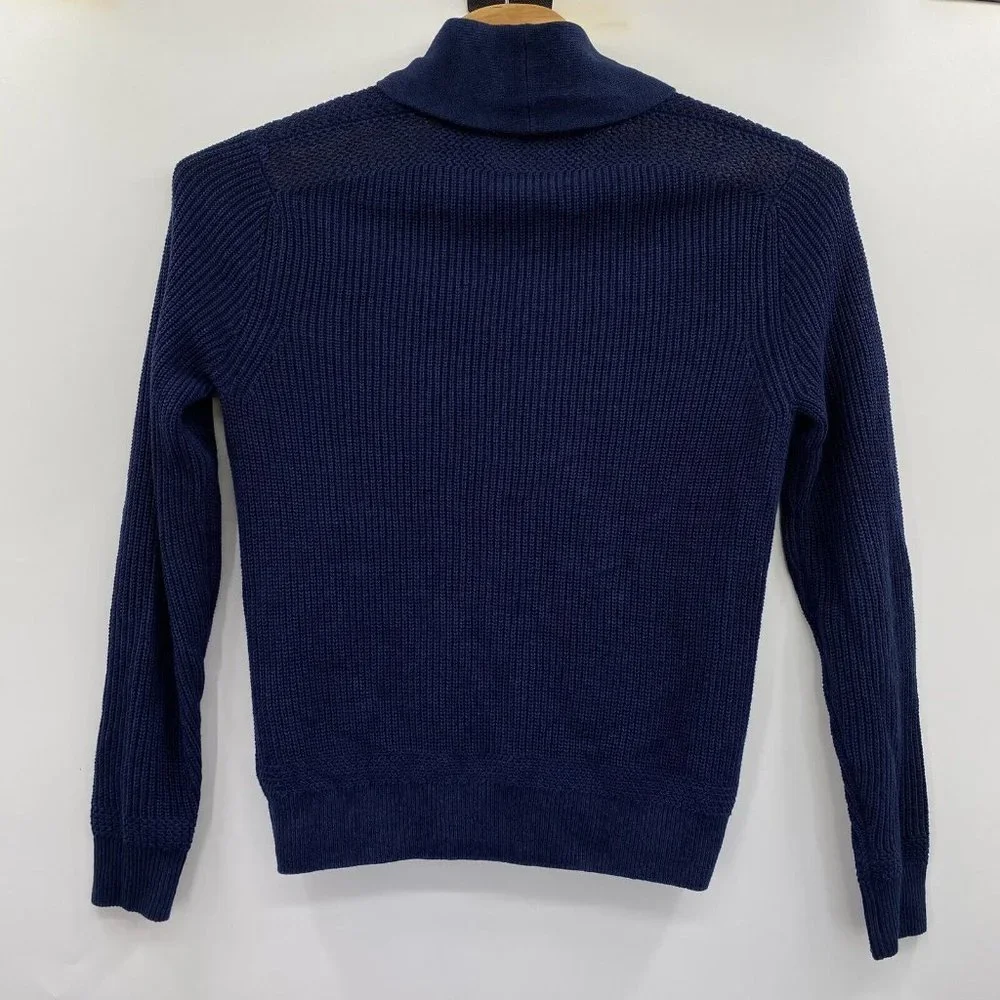 Todd Snyder Men's Medium Navy Linen Cotton Blend Button Up Sweater - Picture 3 of 5